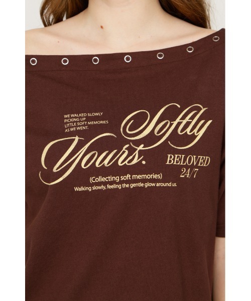 SLY(スライ)の「ONE SHOULDER PRINT TOPS ワンショルダープリントトップス 夏服(Tシャツ/カットソー・レディース・ダークブルー/ブラウン/杢グレー/ライトブラック・FREE)」の20枚目の写真