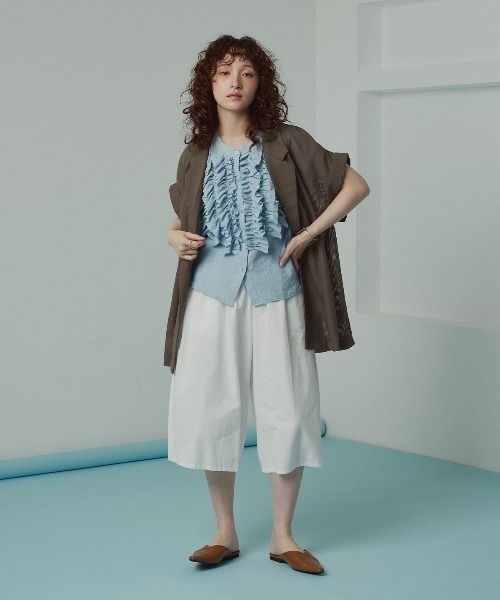 W:Huku（フーク）の「【W:Huku / エアリーメッシュ】軽量 冷涼 テーラード サマージャケット / Airy Mesh Tailored Jacket（テーラードジャケット・レディース・ベージュ/ブラック/ブラウン・FREE）」の6枚目の写真