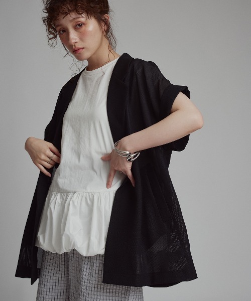 W:Huku（フーク）の「【W:Huku / エアリーメッシュ】軽量 冷涼 テーラード サマージャケット / Airy Mesh Tailored Jacket（テーラードジャケット・レディース・ベージュ/ブラック/ブラウン・FREE）」の12枚目の写真