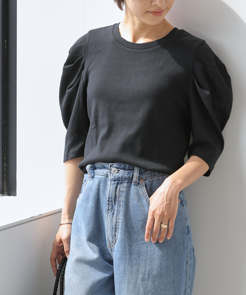 JOURNAL STANDARD relume（ジャーナルスタンダード　レリューム）の「《WEB限定追加4》スリーブコンシャスプルオーバー（Tシャツ/カットソー・レディース・ブラック/ホワイト/ホワイト系その他・FREE）」の7枚目の写真
