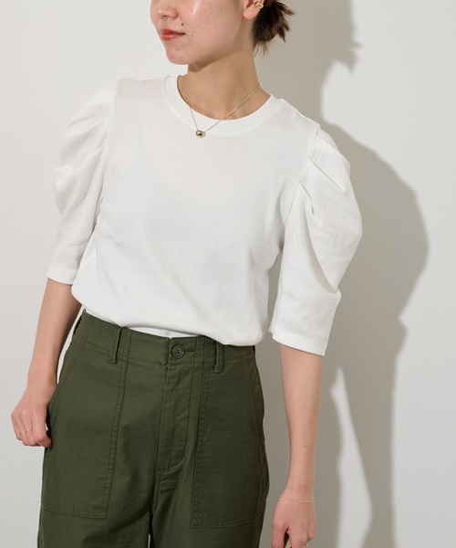 JOURNAL STANDARD relume（ジャーナルスタンダード　レリューム）の「《WEB限定追加4》スリーブコンシャスプルオーバー（Tシャツ/カットソー・レディース・ブラック/ホワイト/ホワイト系その他・FREE）」の20枚目の写真