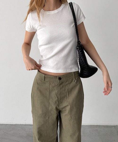 CANAL JEAN(キャナルジーン)の「El mar BASICコンパクトTシャツ(Tシャツ/カットソー・レディース・ホワイト/ネイビー/ピンク/イエロー/ブラウン・ONE SIZE)」の2枚目の写真