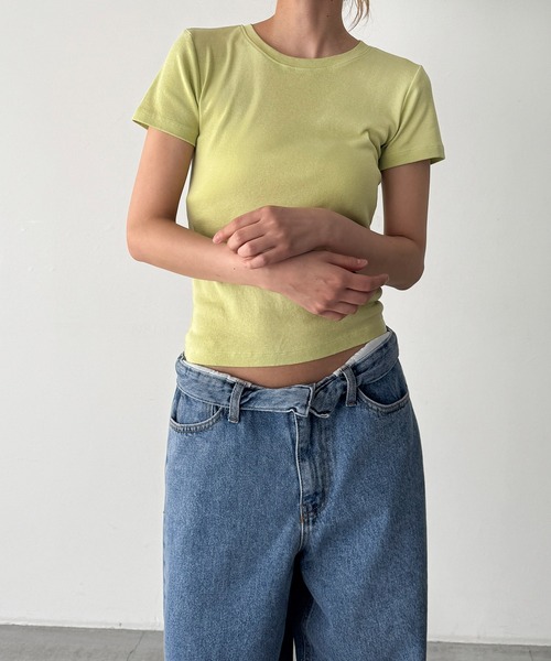CANAL JEAN(キャナルジーン)の「El mar BASICコンパクトTシャツ(Tシャツ/カットソー・レディース・ホワイト/ネイビー/ピンク/イエロー/ブラウン・ONE SIZE)」の4枚目の写真