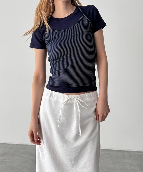 CANAL JEAN(キャナルジーン)の「El mar BASICコンパクトTシャツ(Tシャツ/カットソー・レディース・ホワイト/ネイビー/ピンク/イエロー/ブラウン・ONE SIZE)」の11枚目の写真