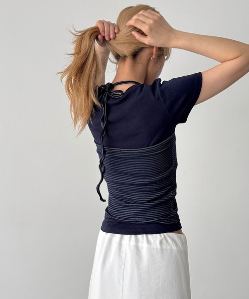 CANAL JEAN(キャナルジーン)の「El mar BASICコンパクトTシャツ(Tシャツ/カットソー・レディース・ホワイト/ネイビー/ピンク/イエロー/ブラウン・ONE SIZE)」の12枚目の写真
