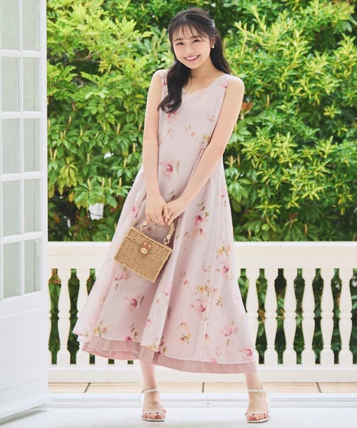 WILLSELECTION(ウィルセレクション)の「ウォーターフラワープリントリバーシブルワンピース(ワンピース・レディース・ピンク/ホワイト・FREE)」の1枚目の写真