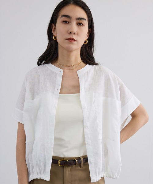 SALON adam et rope'(サロン アダム エ ロペ)の「【WEB限定】ドロストヘムフレンチスリーブシャツ(シャツ/ブラウス・レディース・ホワイト/ベージュ/サックスブルー・FREE)」の2枚目の写真
