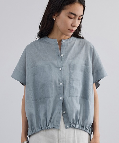 SALON adam et rope'(サロン アダム エ ロペ)の「【WEB限定】ドロストヘムフレンチスリーブシャツ(シャツ/ブラウス・レディース・ホワイト/ベージュ/サックスブルー・FREE)」の1枚目の写真
