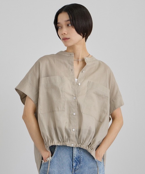 SALON adam et rope'(サロン アダム エ ロペ)の「【WEB限定】ドロストヘムフレンチスリーブシャツ(シャツ/ブラウス・レディース・ホワイト/ベージュ/サックスブルー・FREE)」の5枚目の写真