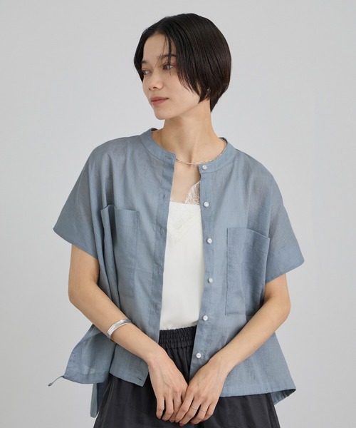SALON adam et rope'(サロン アダム エ ロペ)の「【WEB限定】ドロストヘムフレンチスリーブシャツ(シャツ/ブラウス・レディース・ホワイト/ベージュ/サックスブルー・FREE)」の6枚目の写真
