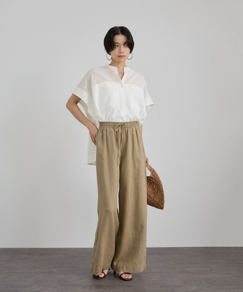 SALON adam et rope'(サロン アダム エ ロペ)の「【WEB限定】ドロストヘムフレンチスリーブシャツ(シャツ/ブラウス・レディース・ホワイト/ベージュ/サックスブルー・FREE)」の8枚目の写真