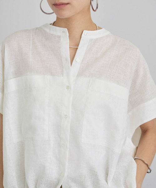 SALON adam et rope'(サロン アダム エ ロペ)の「【WEB限定】ドロストヘムフレンチスリーブシャツ(シャツ/ブラウス・レディース・ホワイト/ベージュ/サックスブルー・FREE)」の12枚目の写真