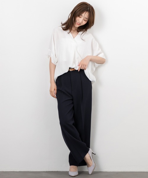 MAISONCOMFY (メゾンコンフィ)の「【スキッパーブラウス】ヒップまでしっかり隠れるオーバーサイズ(シャツ/ブラウス・レディース・ネイビー/ミント/ホワイト/ブラック/イエロー・FREE)」の14枚目の写真