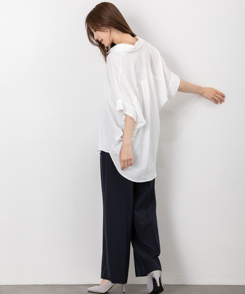MAISONCOMFY (メゾンコンフィ)の「【スキッパーブラウス】ヒップまでしっかり隠れるオーバーサイズ(シャツ/ブラウス・レディース・ネイビー/ミント/ホワイト/ブラック/イエロー・FREE)」の16枚目の写真