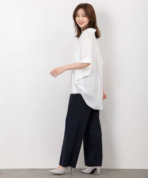 MAISONCOMFY (メゾンコンフィ)の「【スキッパーブラウス】ヒップまでしっかり隠れるオーバーサイズ(シャツ/ブラウス・レディース・ネイビー/ミント/ホワイト/ブラック/イエロー・FREE)」の18枚目の写真