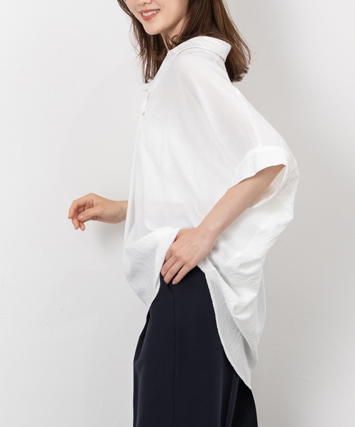 MAISONCOMFY (メゾンコンフィ)の「【スキッパーブラウス】ヒップまでしっかり隠れるオーバーサイズ(シャツ/ブラウス・レディース・ネイビー/ミント/ホワイト/ブラック/イエロー・FREE)」の19枚目の写真