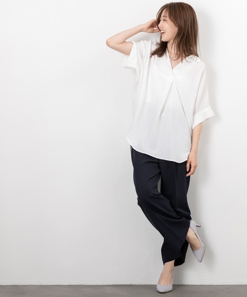MAISONCOMFY (メゾンコンフィ)の「【スキッパーブラウス】ヒップまでしっかり隠れるオーバーサイズ(シャツ/ブラウス・レディース・ネイビー/ミント/ホワイト/ブラック/イエロー・FREE)」の20枚目の写真