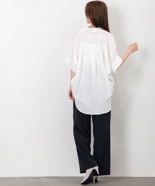 MAISONCOMFY (メゾンコンフィ)の「【スキッパーブラウス】ヒップまでしっかり隠れるオーバーサイズ(シャツ/ブラウス・レディース・ネイビー/ミント/ホワイト/ブラック/イエロー・FREE)」の21枚目の写真