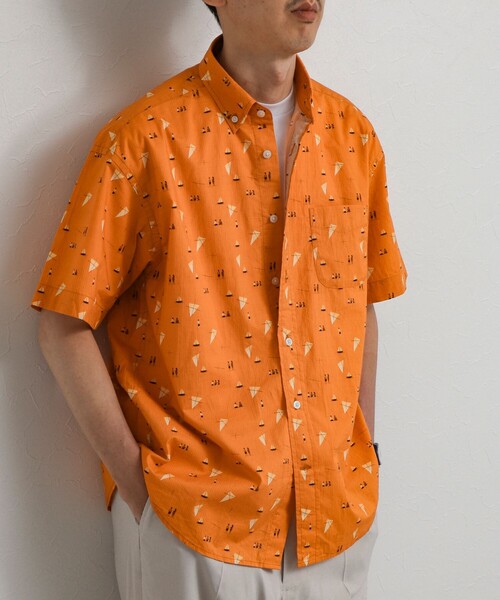 NOLLEY’S(ノーリーズ)の「総柄プリント ボタンダウン半袖シャツ リラックスシルエット 26SS(シャツ/ブラウス・メンズ・オレンジ系その他/ホワイト系その他/グリーン系その他・S/XL/L/M)」の2枚目の写真