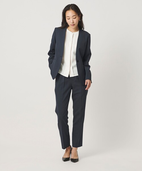 A DAY IN THE LIFE UNITED ARROWS(アデイインザライフユナイテッドアローズ)の「フロントバイカラー ドルマンブラウス <A DAY IN THE LIFE>(シャツ/ブラウス・レディース・ライトグレー/オフホワイト/ネイビー・FREE)」の5枚目の写真