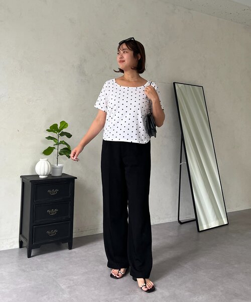 prose verse（プロズヴェール）の「【SAPON】スクエアUネックドットTシャツ（Tシャツ/カットソー・レディース・アイボリー・X-LARGE/LARGE/MEDIUM）」の12枚目の写真