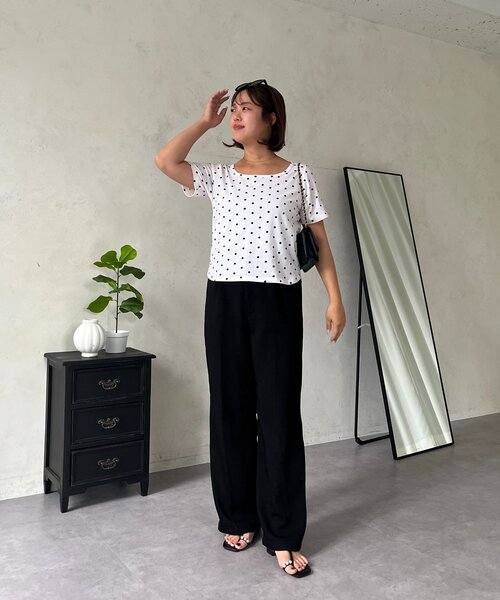 prose verse（プロズヴェール）の「【SAPON】スクエアUネックドットTシャツ（Tシャツ/カットソー・レディース・アイボリー・X-LARGE/LARGE/MEDIUM）」の13枚目の写真