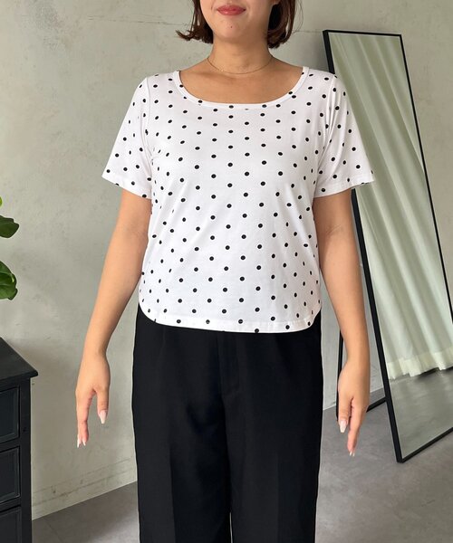 prose verse（プロズヴェール）の「【SAPON】スクエアUネックドットTシャツ（Tシャツ/カットソー・レディース・アイボリー・X-LARGE/LARGE/MEDIUM）」の4枚目の写真