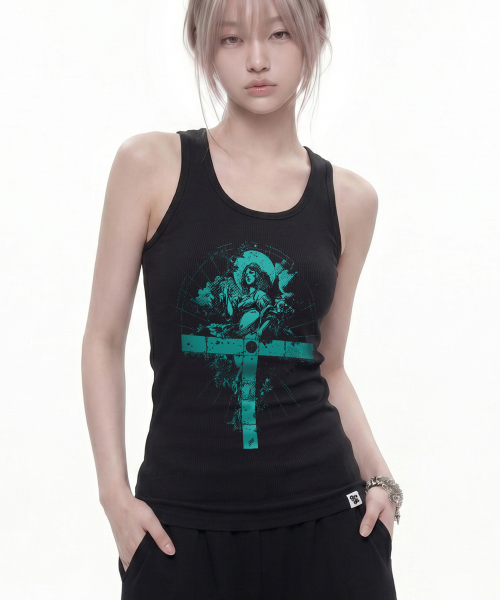 GRAVER（グレーバー）の「[サン]SAINT ソリッドマンゴーノースリーブ_2カラー（Tシャツ/カットソー・レディース・ライトグレー/ブラック・ONE SIZE）」の7枚目の写真