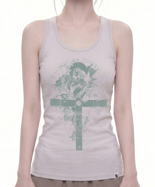 GRAVER（グレーバー）の「[サン]SAINT ソリッドマンゴーノースリーブ_2カラー（Tシャツ/カットソー・レディース・ライトグレー/ブラック・ONE SIZE）」の9枚目の写真