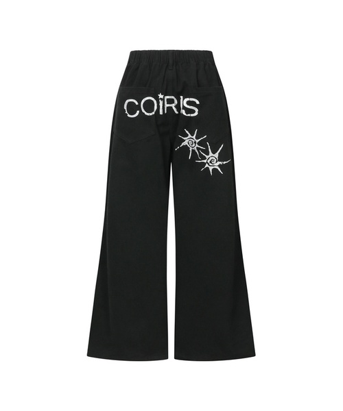 COIRIS(コイリス)の「ドレンバッグダーティロゴパラシュートコットンパンツ 男女共用 (2カラー)(その他パンツ・レディース・カーキ/ブラック・MEDIUM/LARGE)」の1枚目の写真