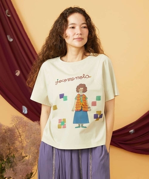 Jocomomola(ホコモモラ)の「【接触冷感】Amigo ガールプリントTシャツ(Tシャツ/カットソー・レディース・ネイビー/クリーム・40)」の3枚目の写真