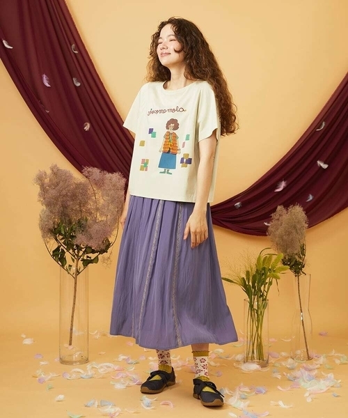 Jocomomola(ホコモモラ)の「【接触冷感】Amigo ガールプリントTシャツ(Tシャツ/カットソー・レディース・ネイビー/クリーム・40)」の4枚目の写真