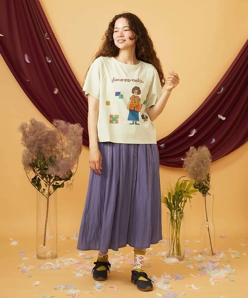 Jocomomola(ホコモモラ)の「【接触冷感】Amigo ガールプリントTシャツ(Tシャツ/カットソー・レディース・ネイビー/クリーム・40)」の5枚目の写真