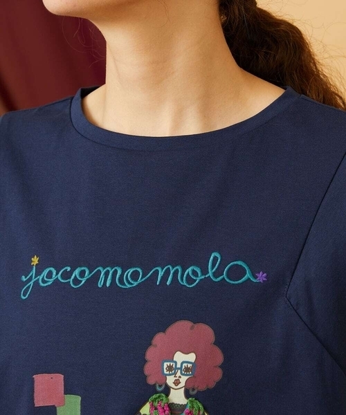 Jocomomola(ホコモモラ)の「【接触冷感】Amigo ガールプリントTシャツ(Tシャツ/カットソー・レディース・ネイビー/クリーム・40)」の14枚目の写真