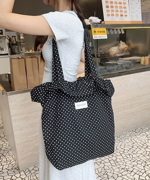 Miniministore（ミニミニストア）の「ドット柄トートバッグレディース 大容量鞄（トートバッグ・レディース・ブラック/アイボリー・FREE）」の18枚目の写真
