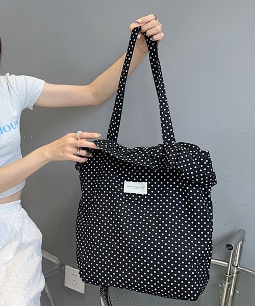 Miniministore（ミニミニストア）の「ドット柄トートバッグレディース 大容量鞄（トートバッグ・レディース・ブラック/アイボリー・FREE）」の20枚目の写真