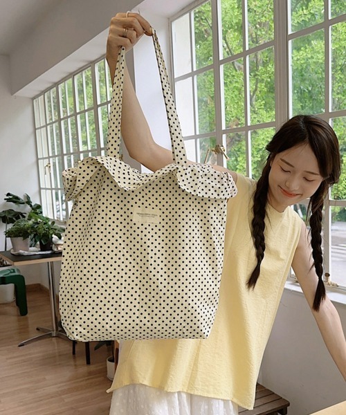 Miniministore（ミニミニストア）の「ドット柄トートバッグレディース 大容量鞄（トートバッグ・レディース・ブラック/アイボリー・FREE）」の11枚目の写真