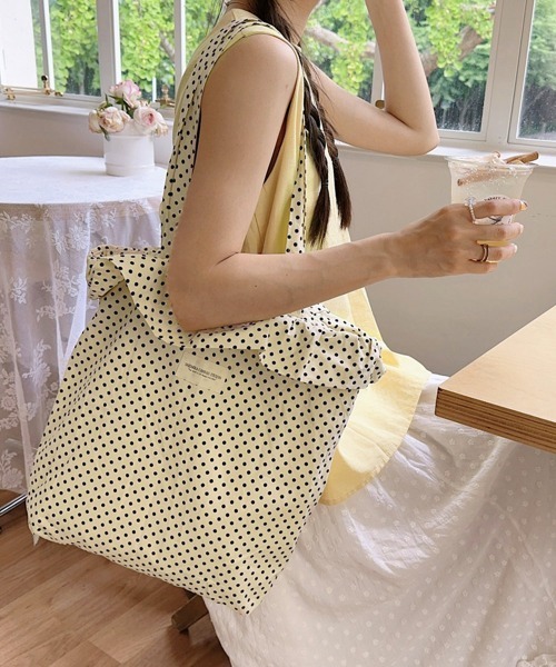 Miniministore（ミニミニストア）の「ドット柄トートバッグレディース 大容量鞄（トートバッグ・レディース・ブラック/アイボリー・FREE）」の13枚目の写真
