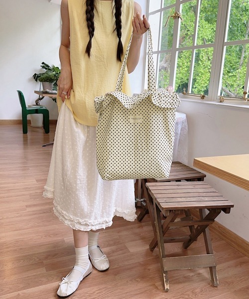 Miniministore（ミニミニストア）の「ドット柄トートバッグレディース 大容量鞄（トートバッグ・レディース・ブラック/アイボリー・FREE）」の14枚目の写真