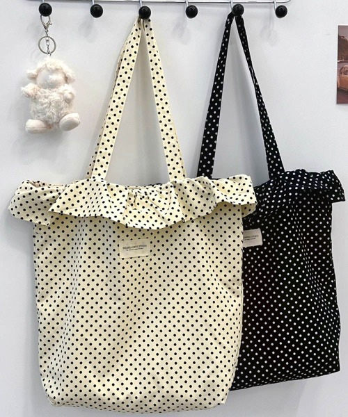 Miniministore（ミニミニストア）の「ドット柄トートバッグレディース 大容量鞄（トートバッグ・レディース・ブラック/アイボリー・FREE）」の15枚目の写真