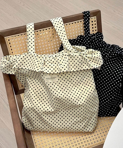 Miniministore（ミニミニストア）の「ドット柄トートバッグレディース 大容量鞄（トートバッグ・レディース・ブラック/アイボリー・FREE）」の16枚目の写真