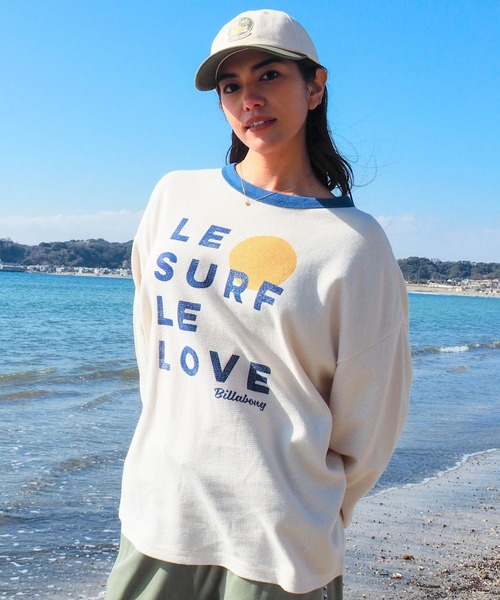 BILLABONG(ビラボン)の「BILLABONG/ビラボン 長袖 Tシャツ ロンT 調温機能 LE SURF LE LOVE LS TEE BG014058(Tシャツ/カットソー・レディース・イエロー/グレー/アイボリー・M)」の2枚目の写真