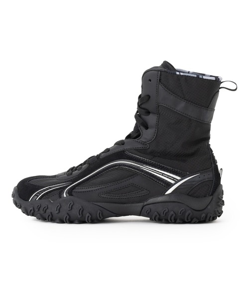 FILA(フィラ)の「FILA ECHAPPE MS HI / フィラエシャッペエムエスハイ(スニーカー・レディース・ブラック×シルバー・25.5cm/26.0cm/23.0cm/23.5cm/24.0cm/24.5cm/25.0cm)」の4枚目の写真