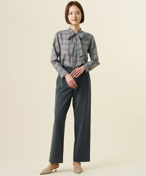 J.PRESS(ジェイプレス)の「【定番人気・セットアップ対応】T/R アルガンシルク フルレングス パンツ(その他パンツ・レディース・ネイビー系1/ダークブラウン系/ライトグレー系・T13/T15)」の7枚目の写真