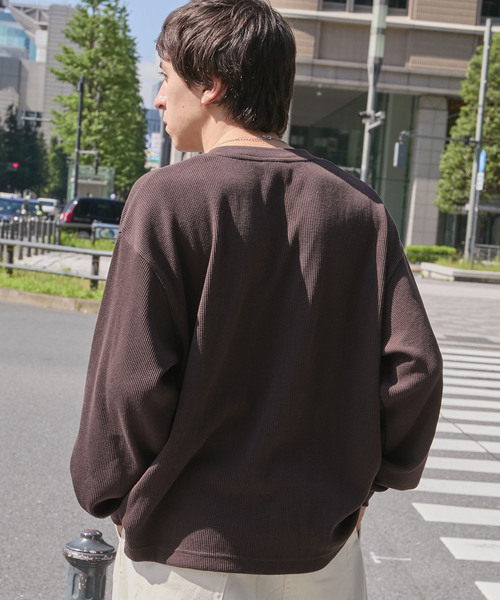 ddp(ディーディーピー)の「ddp/ディーディーピー 別注 サークルロゴ刺繍 サーマル ヘンリーネック長袖Tシャツ(Tシャツ/カットソー・メンズ・カモフラージュ/杢グレー/ダークネイビー/ブラック/カーキ/ブラウン・M/L)」の12枚目の写真