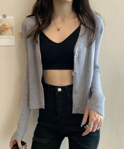 SEU(エスイーユー)の「【着回し万能】 ショート丈カーディガン Vネックリブニット 【オフィスカジュアル】【きれいめカジュアル】 春 秋 冬レディース韓国風(カーディガン/ボレロ・レディース・ベージュ/ホワイト/グレー/ブラック・フリー)」の20枚目の写真
