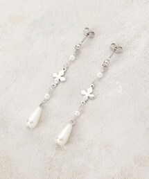 メタルフラワーxフェイクパールデザインピアス