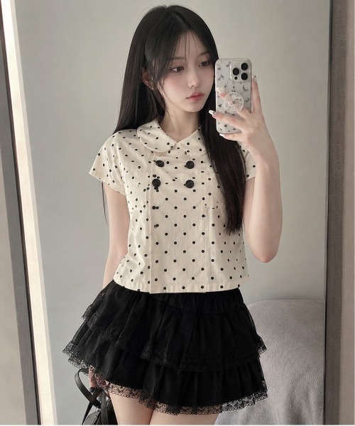 Дотт панф блузка/ботан/корейский галерея (dot puff blouse / botán style)