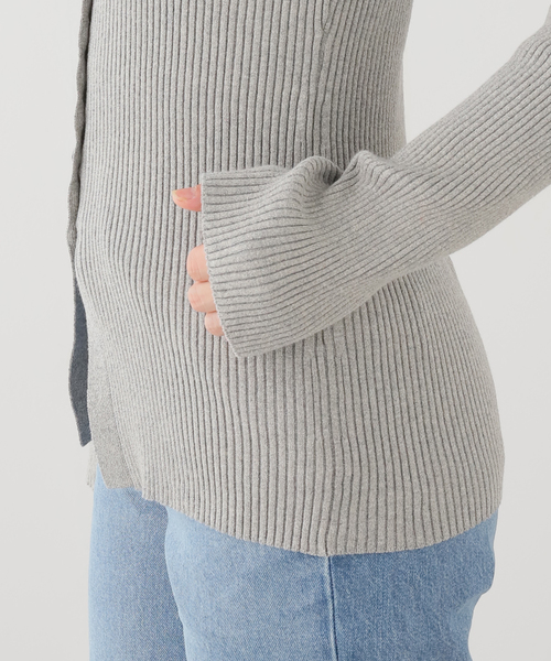 journal standard L'essage(ジャーナルスタンダードレサージュ)の「ROHE/ローエ Elongated rib cardigan カーディガン(ニット/セーター・レディース・ライトグレー・36)」の5枚目の写真
