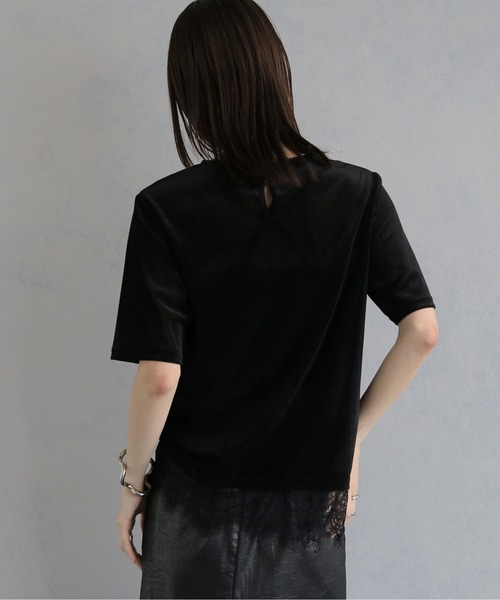 &g'aime(アンジェム)の「【&g'aime 】シアーベロア裾レーストップス Sheer Velour Lace-Trimmed Top(Tシャツ/カットソー・レディース・オフホワイト/ブラウン/ブラック・FREE)」の21枚目の写真